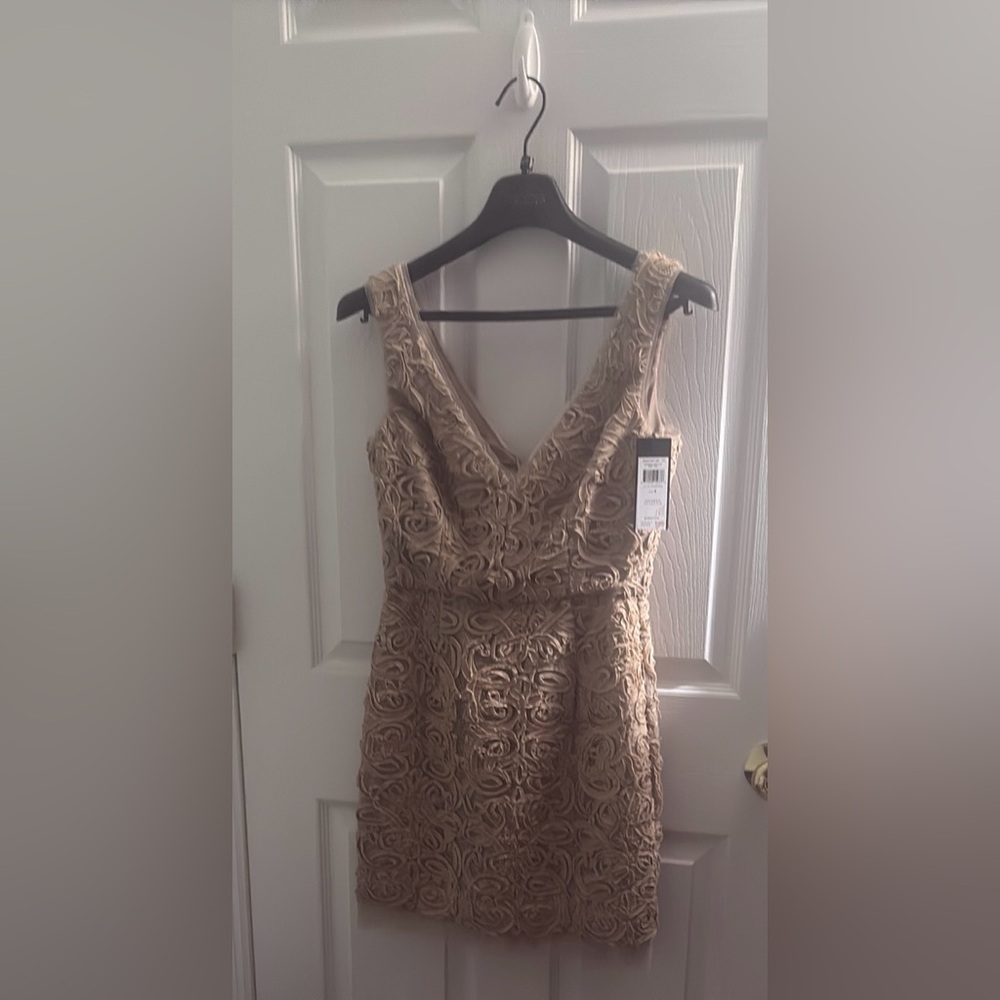 BCBGMaxAzria “Marissa” Mini Dress – Champagne Beige, Size 4. KGC6Y695-285